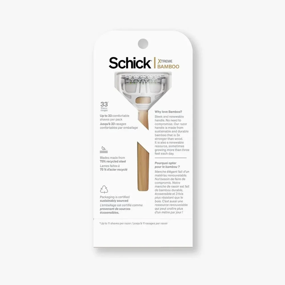 3 New Schick Xtreme Bamboo Razor - Eco Friendly Disposable Razors, Bamboo Handle